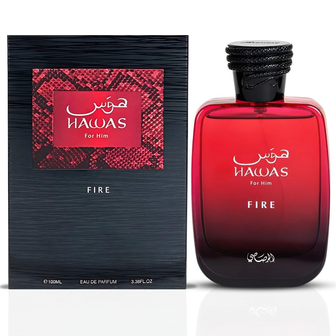 RASASI Hawas Fire Eau De Parfum Men Spray 100ML (3.4 Oz) - Bold Arabian Perfume For Men With A Fiery Essence - Indulge In A Luxurious, Long Lasting Perfume That Captures Masculine Elegance And StrengthPerfect Gift