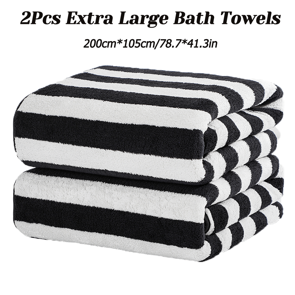 TEMU 2pcs Extra Large Striped Pattern Bath Towel Set/2pcs Hand Towels And 4pcs Washcloths, Size: 200cm X 105cm/78.7 X 41.3in Or 35 X 75cm/13.8 X