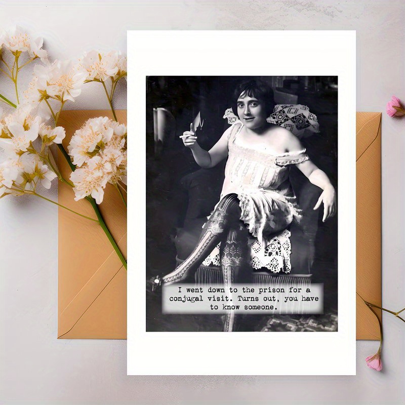 

1pc Vintage Humor Greeting Card, Funny Retro Photo Card, For Birthday, Christmas, Halloween, Thanksgiving, , , Good Luck, Unique Gift , Family, Men, Women