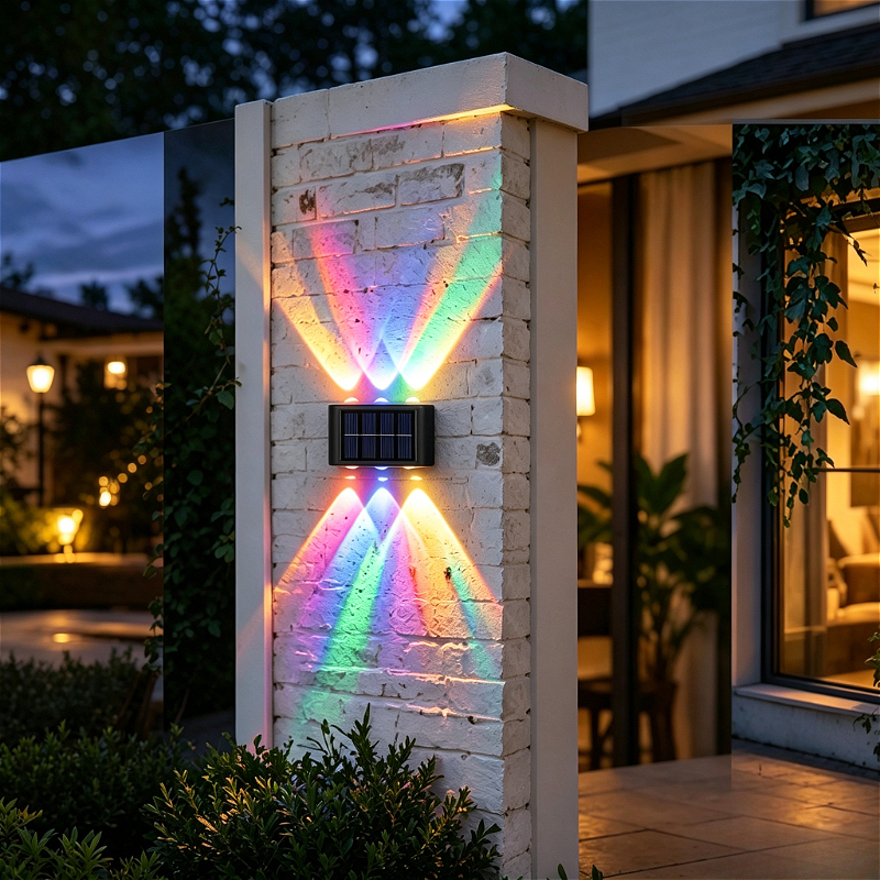 TEMU 1pc 6-led Solar Wall Light - Warm Light/colorful Light/white Light, Wall Lamp | Smart Light | Light Sensor | Automatic Night Lighting, Changing,