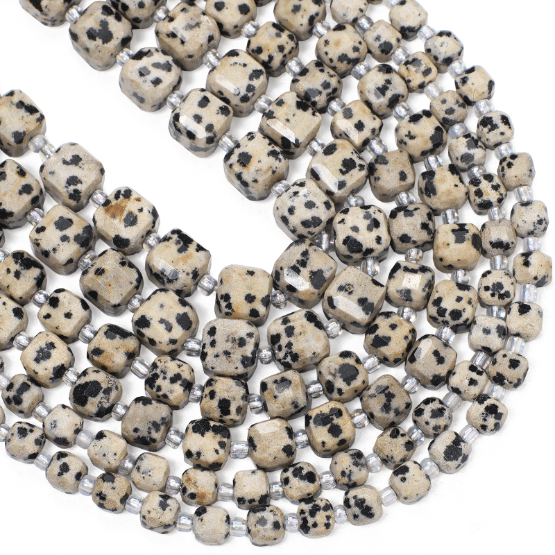 Beautiful Yellow Spotted Jasper Faceted Cube-Shaped Beads
