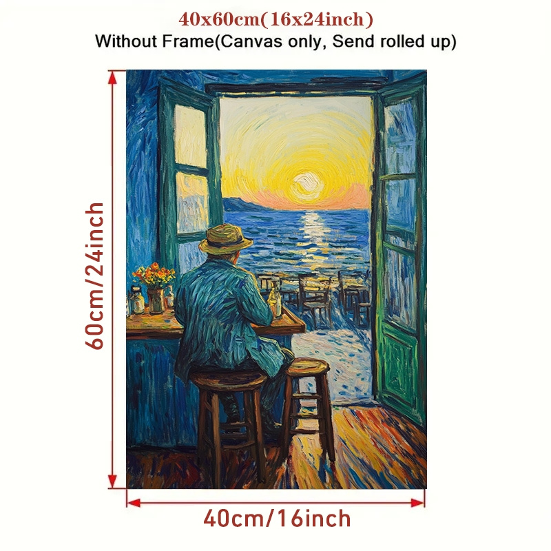 TEMU 1pc Van Gogh Inspired Cafe Canvas Poster, Unframed Wall Art, Vibrant Sunset Scene, Ideal For Living Room, Bedroom, Office Decor, Frameless Artwork, Perfect Gift For Holidays And Birthdays