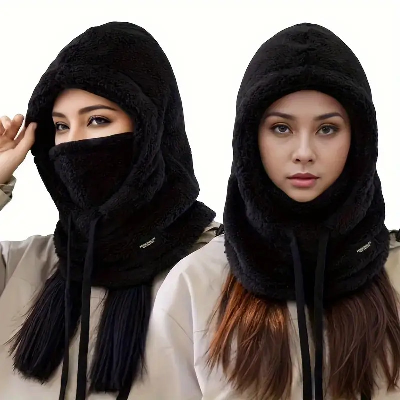 Women'S Winter Fleece Hooded Scarf - Windproof, Ear Protection, Thick And Warm, Suitable for Outdoor Travel/Sports/Shopping/Socializing, Christmas Gift, Winter Essential[3 Colors Available]