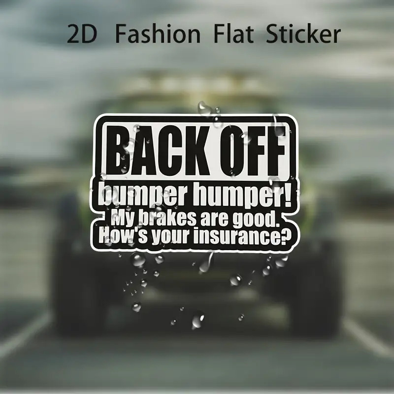 TEMU 2d Flat, Humorous Vehicle Sticker "keep Your ! My Brakes Well, How's Your Coverage?" Black & White Waterproof Vinyl Decal - Durable Rear Window Ornament