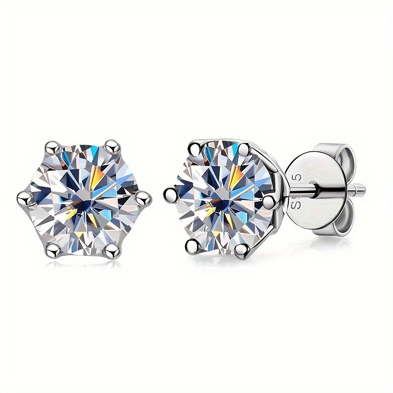 

1 Pair Of 925 Pure Silvery Moissanite Mozambique Couple Sister Hip Hop Rock Earrings, Birthday Anniversary New Year Gift