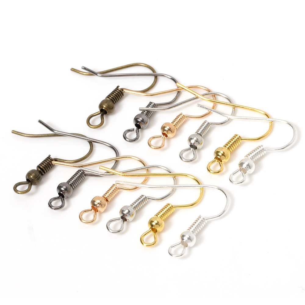 TEMU 50 piezas de ganchos metálicos para orejas de 20 mm con cuentas, hipoalergénicos, múltiples colores disponibles para la fabricación de joyas,