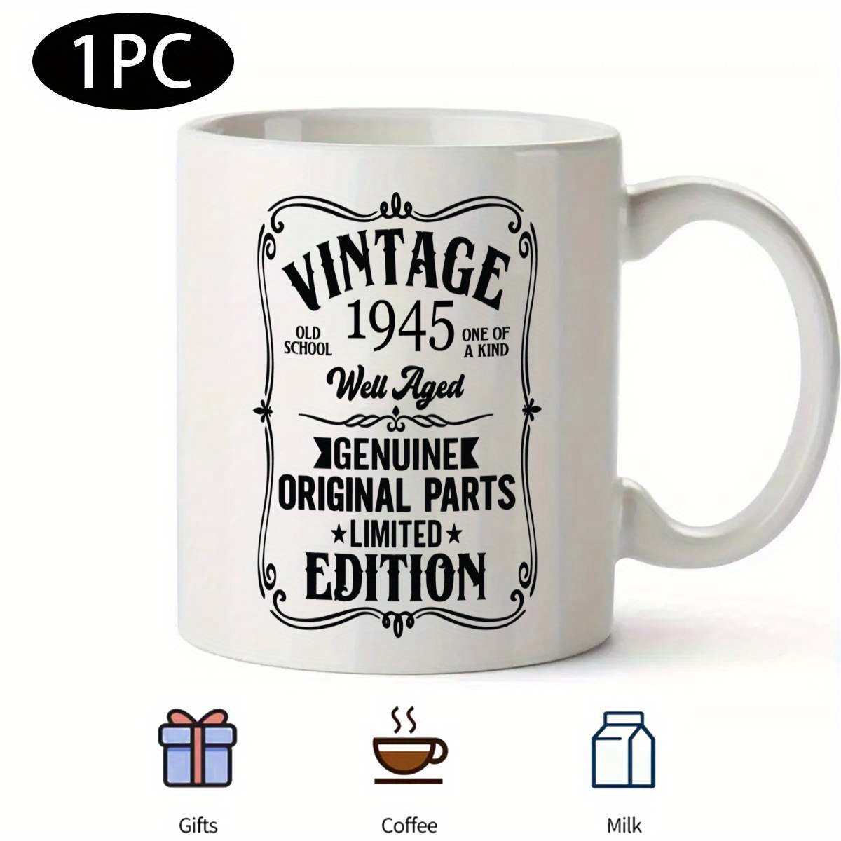 1pc 11oz ceramic coffee mug vintage 1945 design ceramic - Temu