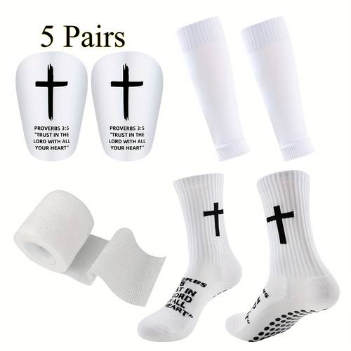 pairs of anti slip football socks featuring a and biblical scripture design with rubber dots for soccer basketball and running an ideal gift for easter valentines day