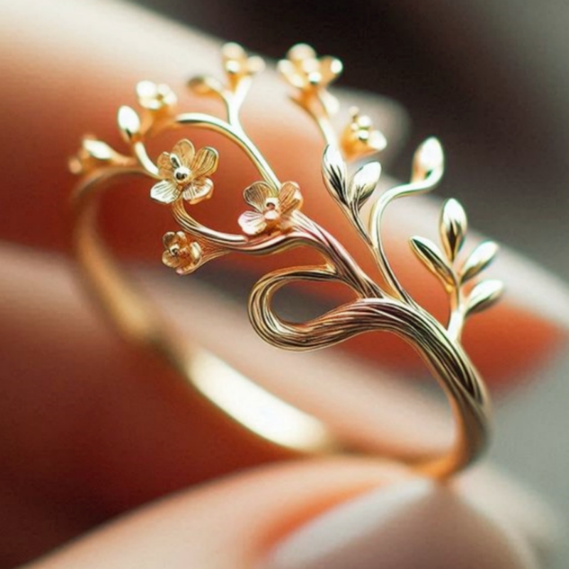 Fashion Ring Unique Vine Flower Open Adjustable Ring For Women Daily Casual Party Ring Jewelry