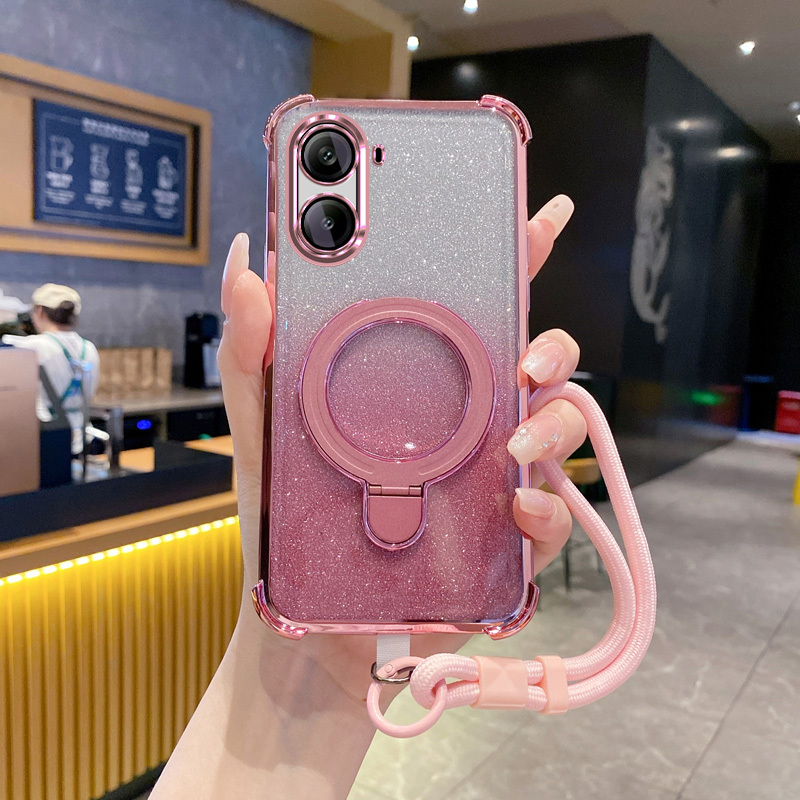 TEMU Phone Case - -thin Bracket Compatible With New Oppo A6x Phone Case, Compatible With Oppo A6x 5g Light Luxury High- Tpu Plating With Bracket And