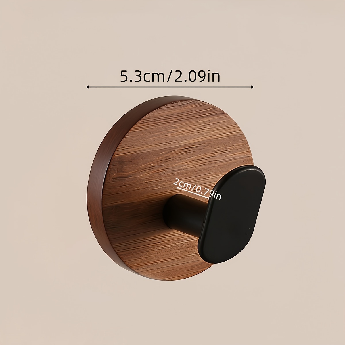 TEMU 3pcs Crochets Muraux Adhésifs en Bois de - Perçage, Robustes, Multi- pour Manteaux d'Entrée, Serviettes de Salle de Bain, Ustensiles de Cuisine,