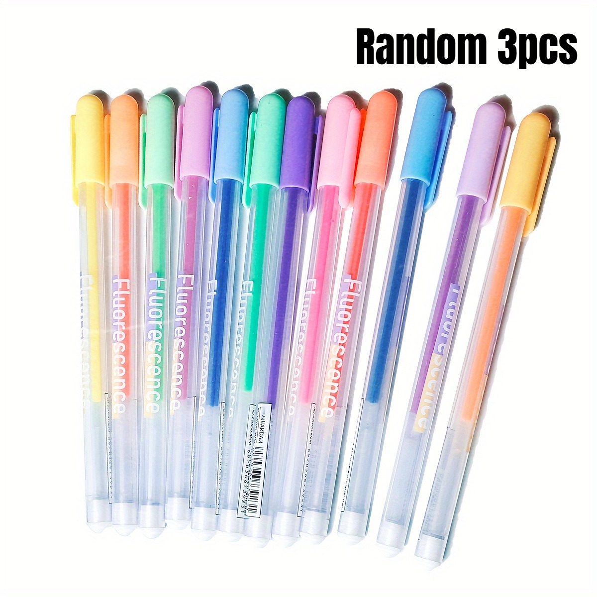 TEMU Random 3pcs Pastel Colored Gel Pens Set, Aesthetic Fluorescent & Highlighters For Journaling, Drawing, Note Taking, Office & Stationery Supplies