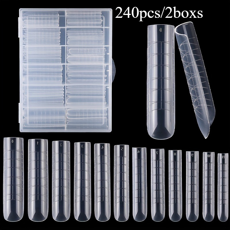 TEMU 240 pezzi/2 scatole di copriunghie trasparenti a estremit� per unghie in gel e acrilico per nail art - scale e punte a U per extension - per