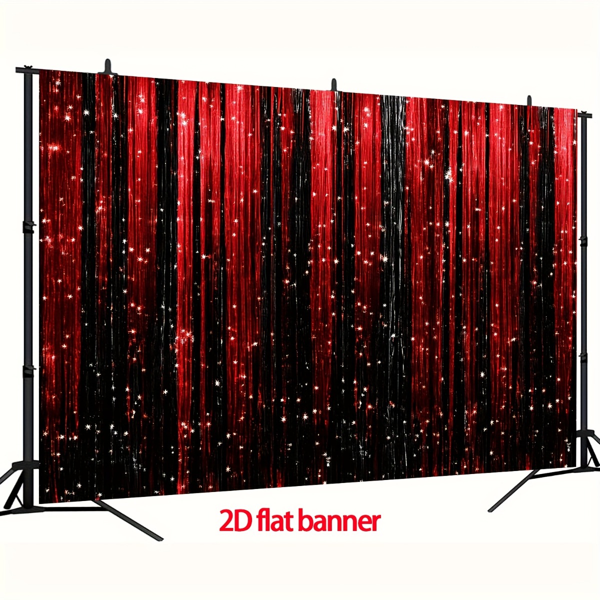 TEMU 2d Flat, 2d Flat - 2d Flat, 2d Flat - A 2d Flat Banner, 1pc, Featuring A Sparkling Red And Suitable For Various Celebrations. This Polyester