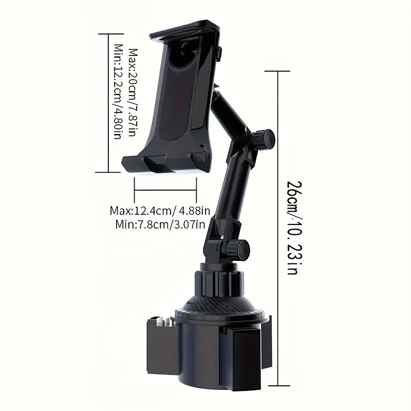 TEMU 1pc Durable Car Cup Holder Multi-functional Mount For Tablets And Phones- Adjustable Angle