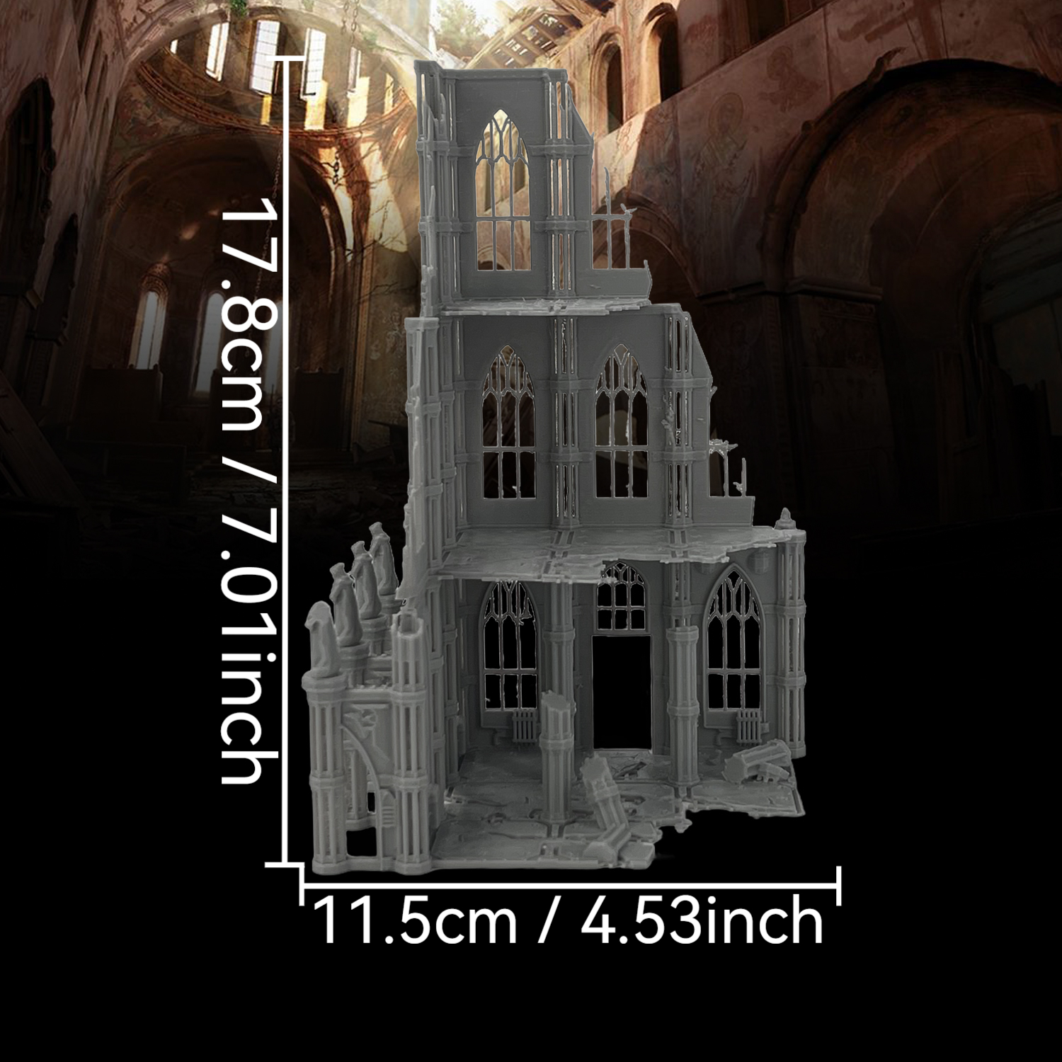 TEMU 1pc, Ttrpg "gothic Bank Ruins"- Dnd Gothic Architectural Ruins, Suitable For Desktop Miniature Rpg Accessories, Dnd Terrain Scenes For , Board