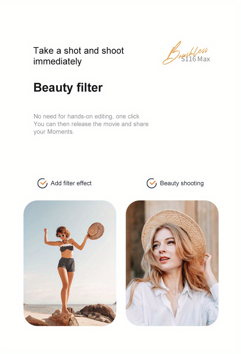 Drone Professionnel S116 avec Moteur Sans Balais, Système de Stabilisation Optique, Caméra Réglable, Wi-Fi FPV, Vidéo HD Sans Fil 480P, Autonomie Jusqu'à 15 Minutes - Idéal pour la Photographie Aérienne, la Course, la Cartographie, l'Inspection - Compatible Smartphone, Chargement USB, Drone Portable