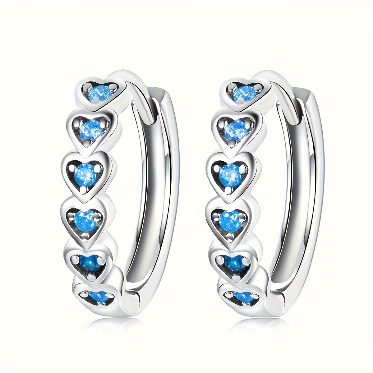 Women's Multicolor Synthetic Gemstone Heart Hoop Earrings, Petite