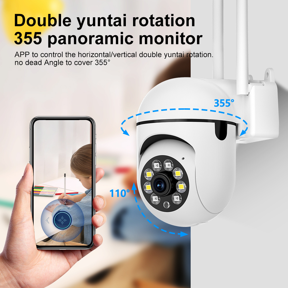 4pcs Wireless Home Security Cameras with Night Vision, Two-Way Audio, Motion Detection, 1080P HD, 355° Rotation, /Pet Monitoring, WiFi, Cloud & SD Card Storage, Alexa Compatible, Communication, Tilt details 9