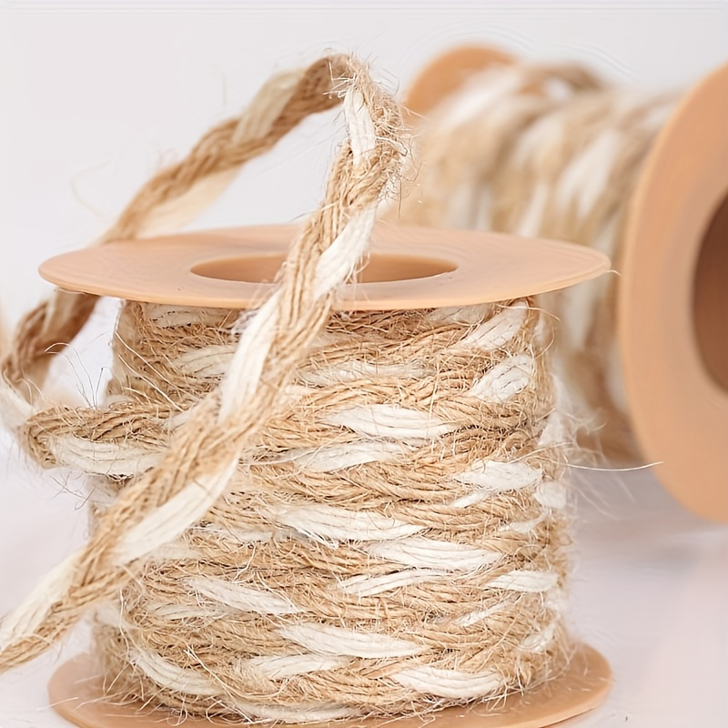 TEMU 2 Rolls Jute Hemp Twine - Braided Rustic Craft Rope For Wrapping, Weddings & Birthdays - Durable Spool Packaging, Vintage Earthy Texture - Ideal