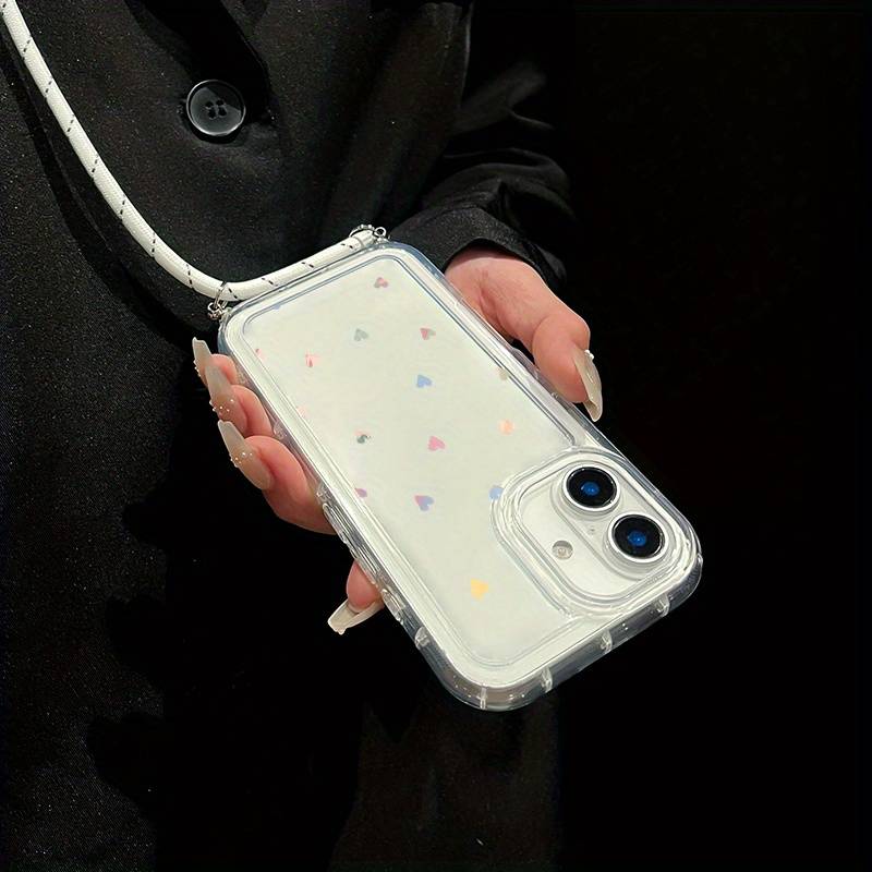 Custodia Per IPhone 16 Pro Trasparente Con Motivo Floreale E Cordino Da Polso - TPU Morbido Antiurto, Protezione Quotidiana Alla Moda