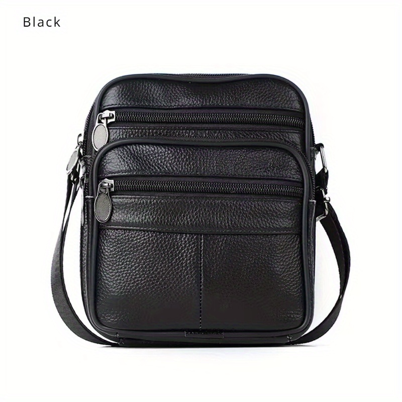 Image of Genuine Leather Men's -shoulder Messenger Bag - Full-grain Cowhide Multi-compartment Crossbody/handbag With Strap - Business Casual Bag For Commuting, Post Delivery & Daily Use