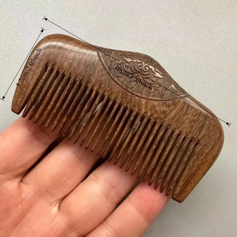 E-shop Taschenkamm aus Holz | Natürliches Schwarz-Goldenes Holz, Superfeine Zähne | Antistatischer Schädeljochkamm, Bartkamm, für Frisurdesign