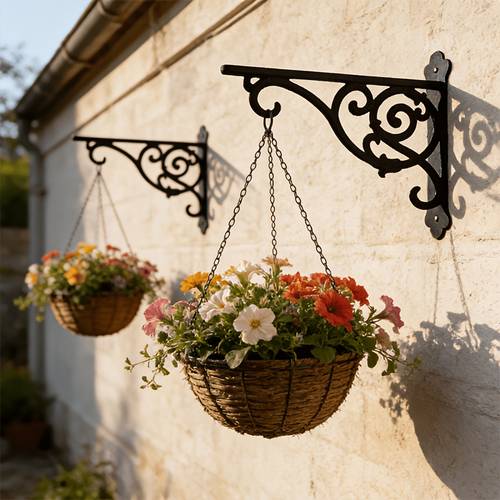 2 black metal vine outdoor hanging brackets multifunctional wall hooks suitable for bird feeders lanterns wind chimes etc weatherproof for indoor and outdoor decoration