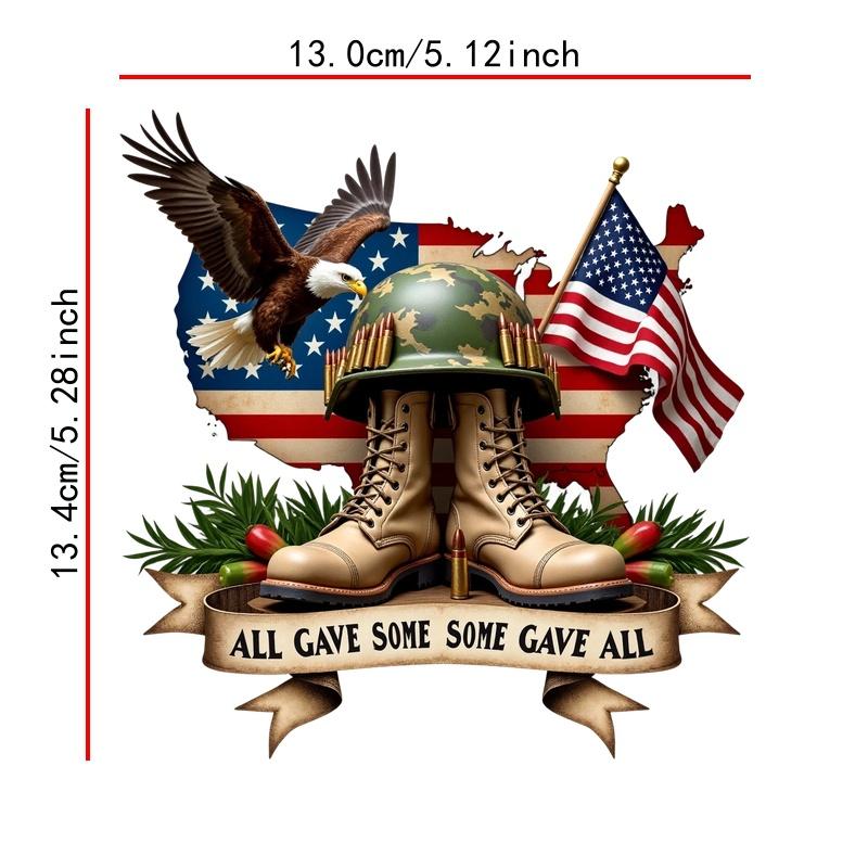 TEMU 2d Flat, 250th Anniversary American Patriotic Decorative Sticker - Soldier Boots, Eagle And With "all Gave Some, Some Gave All" - Glossy Plastic, 2d Flat