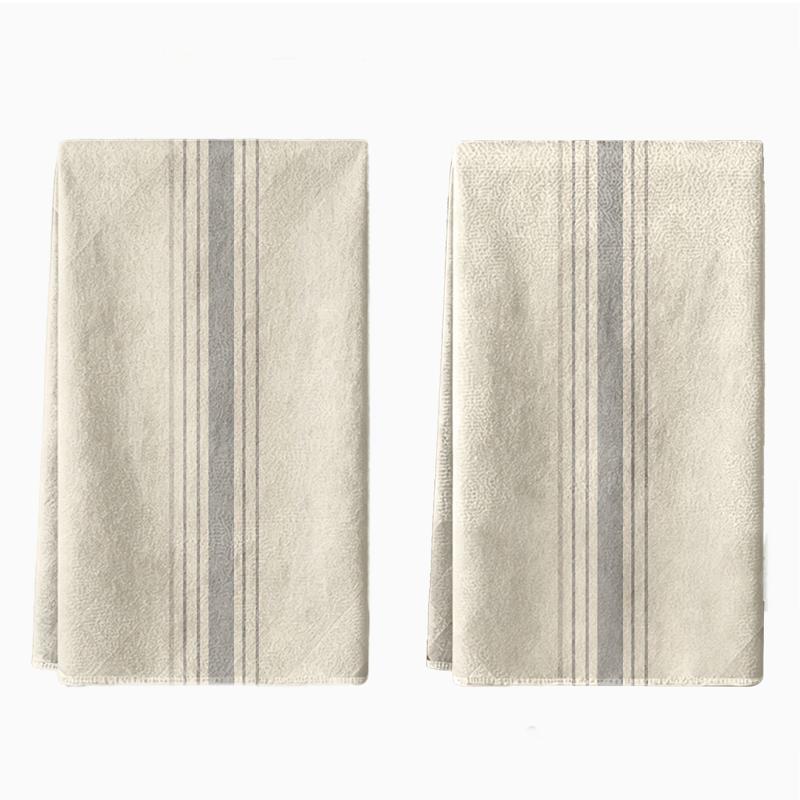 TEMU 1pc Beige Kitchen Towels With Gray Stripes, 2-pack Halloween-style Household Cleaning Cloths, Scouring Pads, Dishcloths, And Tea Towels For
