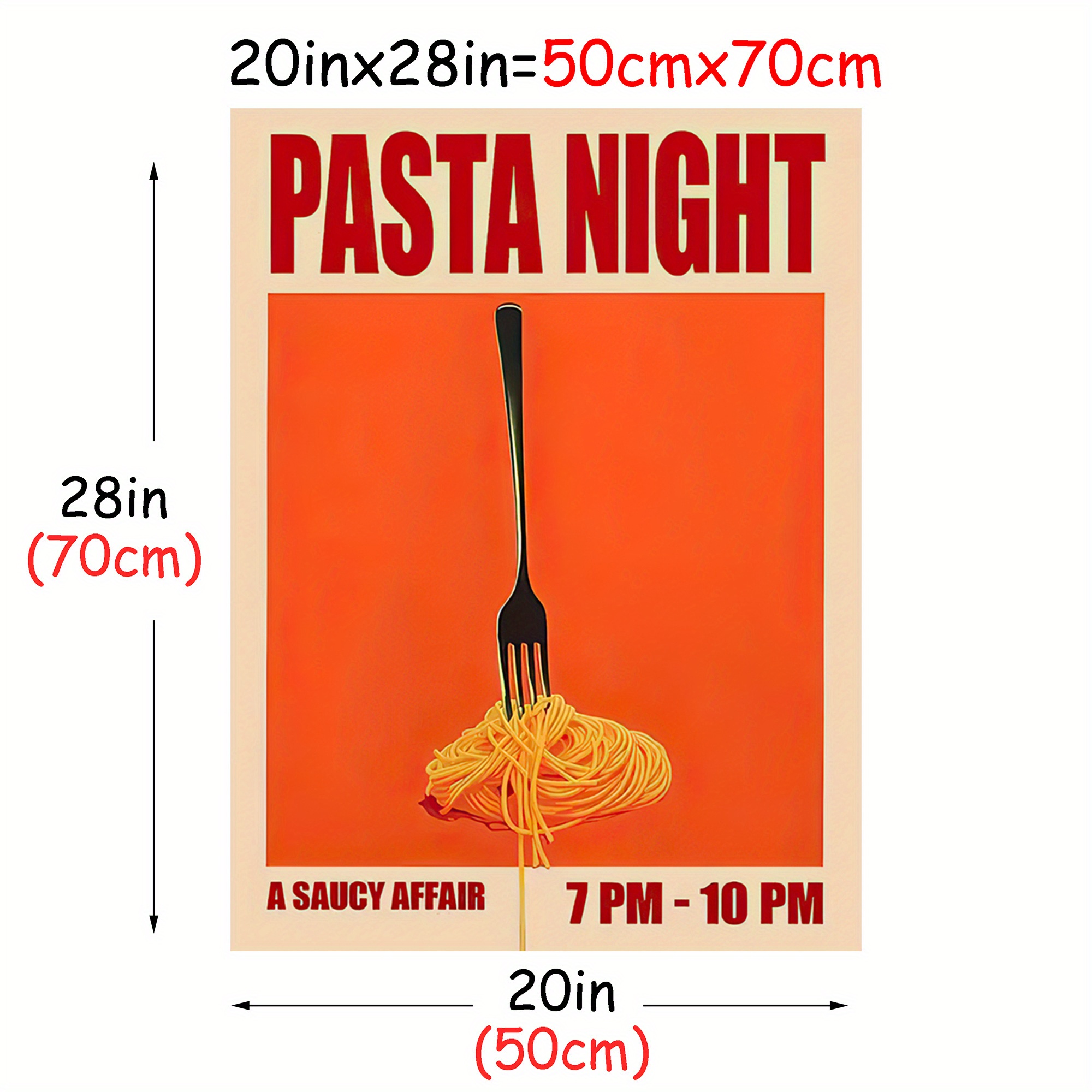 TEMU 2d Flat, 1pc Unframed Modern Art Vintage Wall Painting For Kitchen, Living Room, Home Office Decoration - Cartoon Pasta Lover Gift Print -