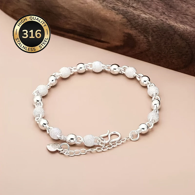 TEMU Bracelet en acier inoxydable 316, pièce polyvalente et , adaptée à un marché de . Hypoallergénique, résistant à la décoloration, plaqué argent,