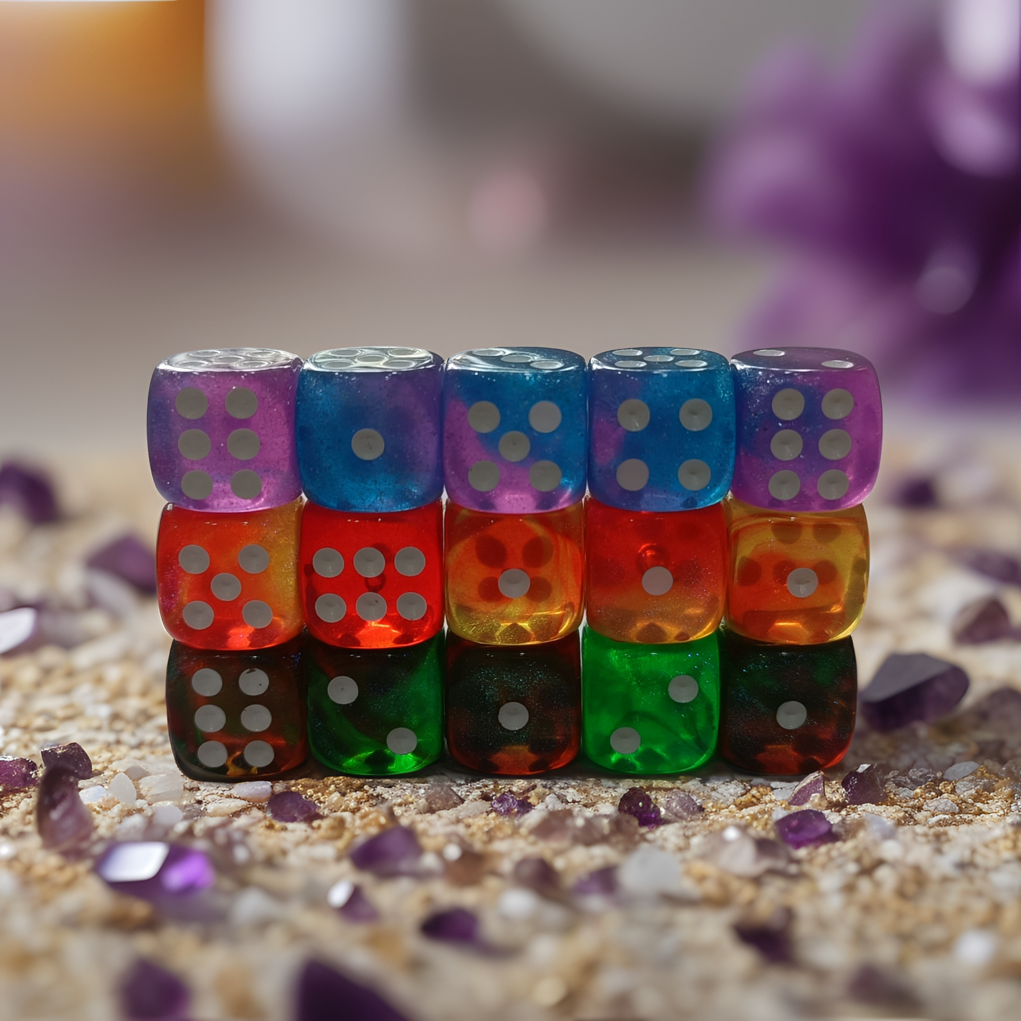 8pcs High-Brightness Iridescent Two-Tone Dice