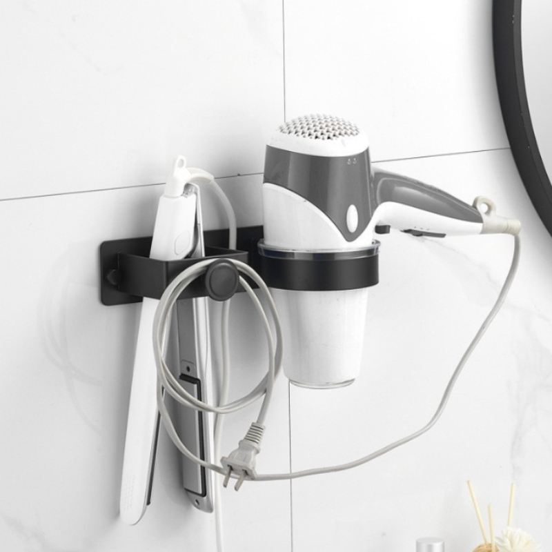 TEMU 1 Wall Mounted Hair Tool Storage Rack, Non Perforated Bathroom Storage Rack, Suitable For Hair Dryers, Straighteners, And Curling Irons,