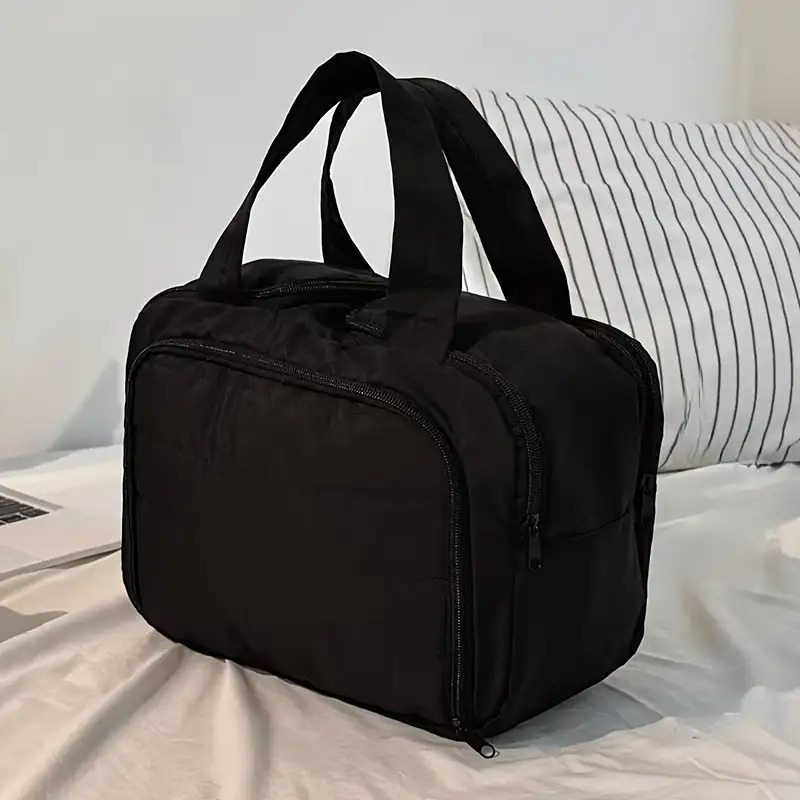 New Standing Travel Makeup Bag, Large Capacity With Handle, Multi Compartment Women's Portable Toiletries Bag