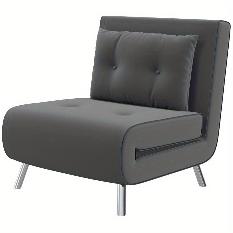 1pc Dark Gray Folding Armchair Bed with Pillow - Space-Saving  , Ergonomic Manual Reclining Mechanism, Solid Backrest & Plush Cushion, Single-Size Folding Chair for Small Spaces, Apartments, Dorms,   - Easy Assembly & Sturdy Frame (77cm Wide, 88cm Height, 83cm Depth) - Ideal for Hard Floors, Manual Operation, Compact Folding Mechanism, Minimalist Style, Chaise Pliable, Furniture For Home