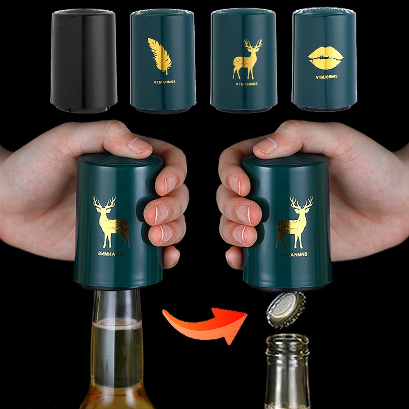 nymph's innovative magnetic automatic beer corkscrew features a plastic casing, making it a handy tool for bars and gatherings. perfect for birthdays, family events, outdoor fun, picnics, and as a home bottle opener, portable bar gadget