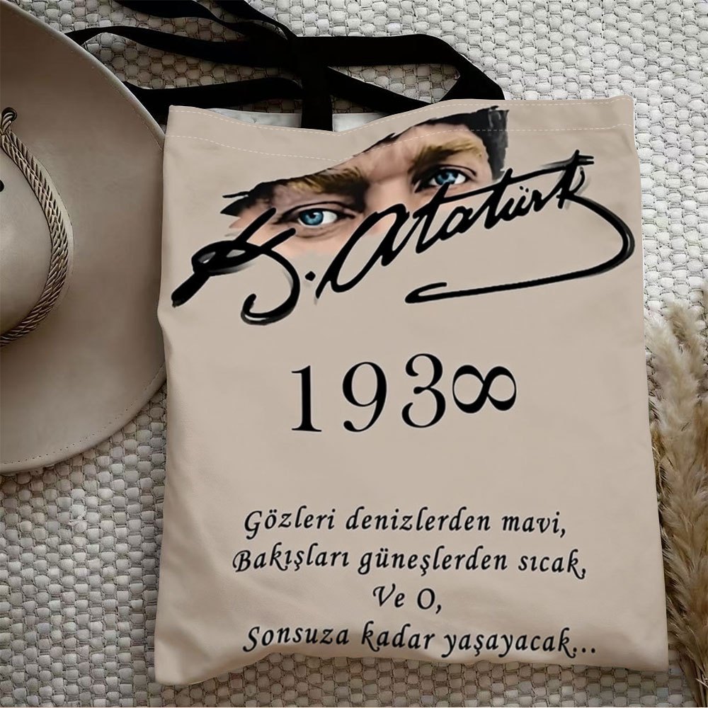 E-shop Einkaufstasche "Turkey Pasha Eyes 1938 und darüber hinaus" - Wiederverwendbare Einkaufstasche aus Canvas mit robusten Griffen, leicht und