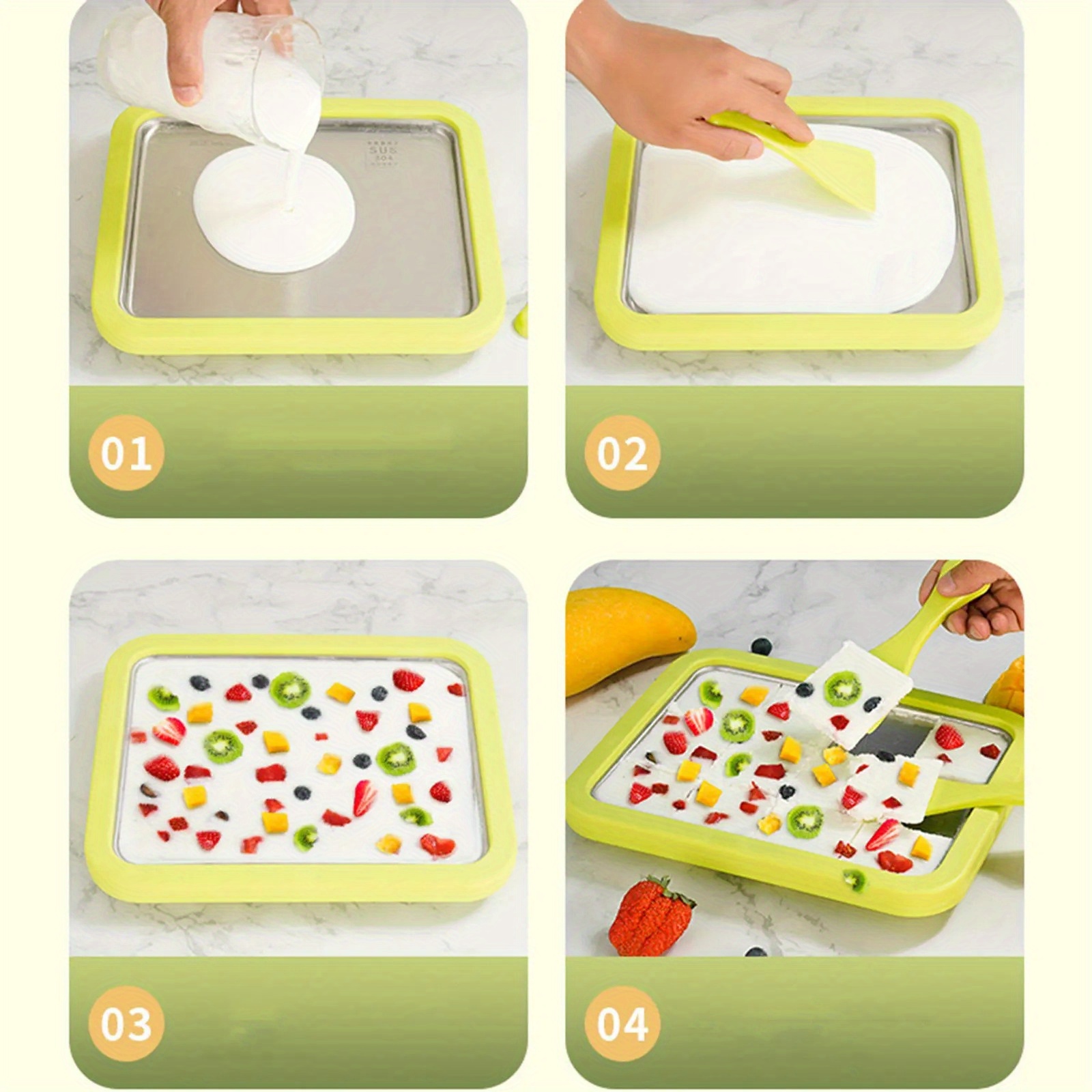 diy ice cream maker yogurt maker machine for homemade rolled cream gelato household ice cream roller pan with 2 spatulas Product details 6
