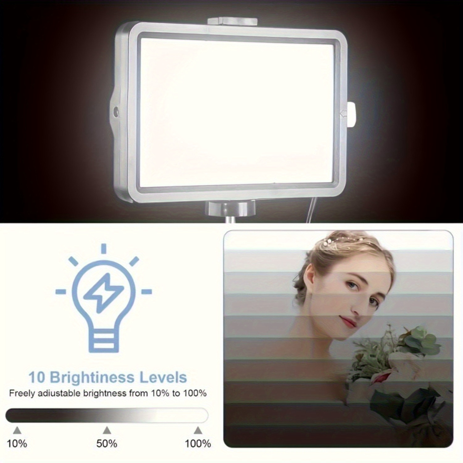   luce di riempimento led dimmerabile con 4 filtri di   ( ,  ,  , verde), supporto regolabile da 109.98 cm, illuminazione da studio portatile alimentata tramite usb per fotografia, registrazione video, streaming e uso esterno, attrezzatura per streaming Dettagli dell'articolo 1