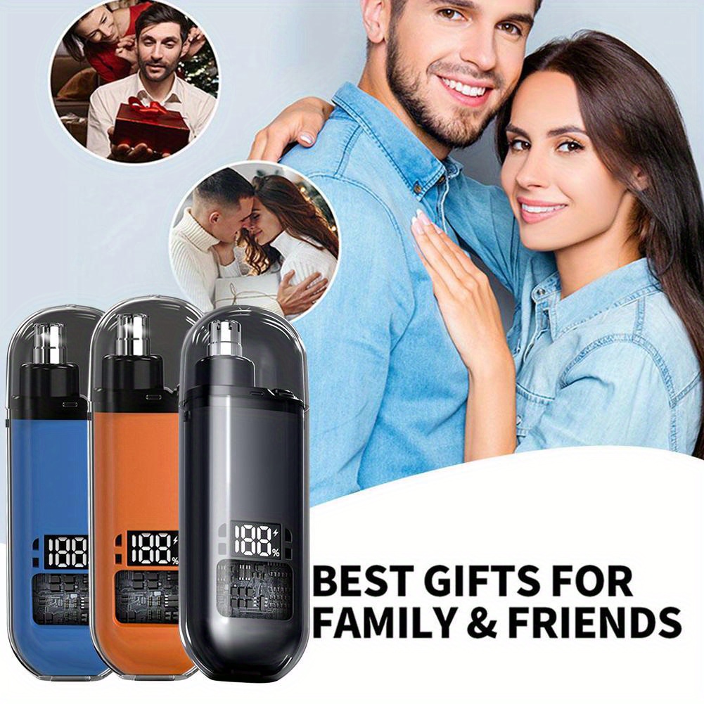 1pc recortadora de vello nasal y auricular con pantalla LED, adecuada para hombres y mujeres, sin dolor e inalámbrica USB rechargeable; cortapelos profesional doble filo - ()