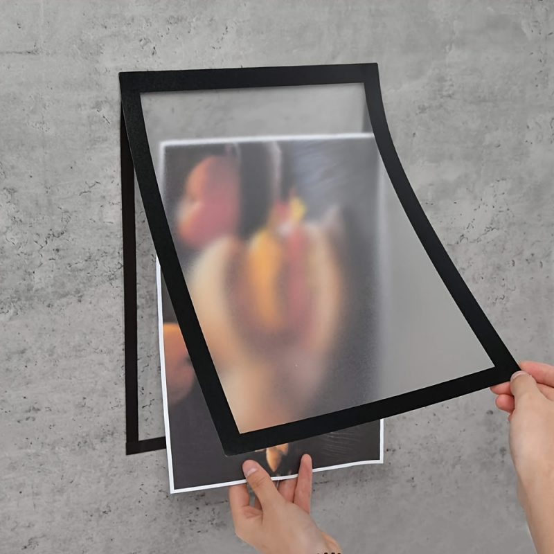 varebillede 15 stk. a4 magnetisk selvklæbende fotoramme sæt - bærbare vægmonterede plastik foto- og dokumentdisplay rammer, egnet til fotos, magnetiske whiteboards og minimalistisk indretning - magnetiske fotorammer og mappe,   skruer/installation krævet