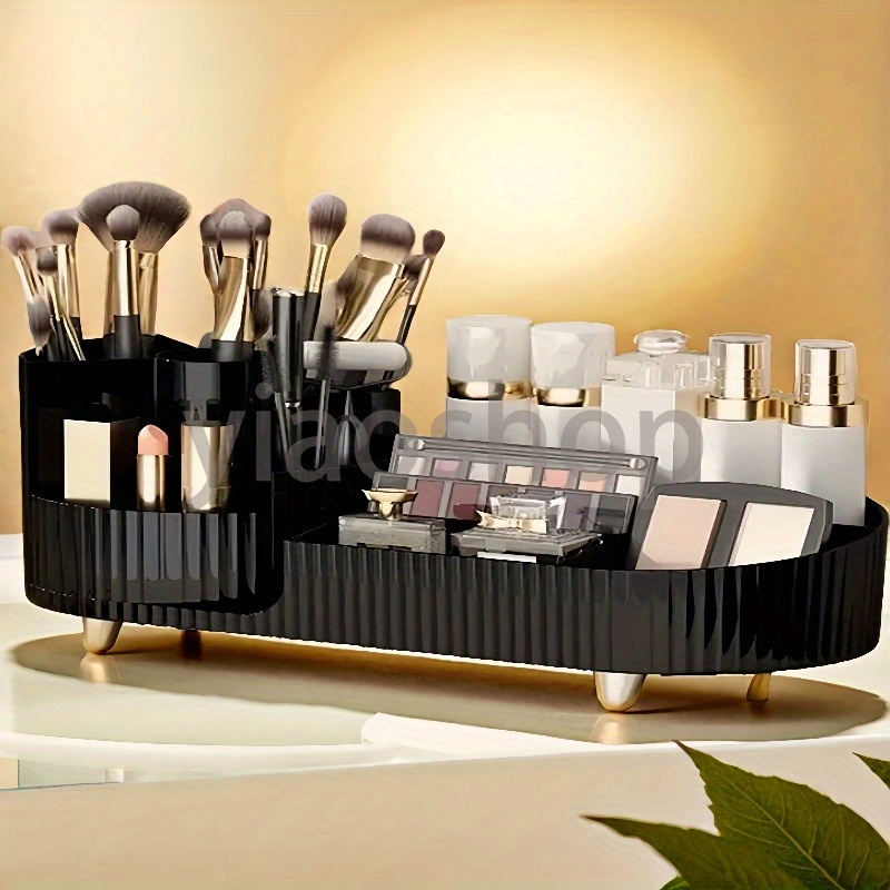 

1pc 360° Rotating Makeup Organizer - Large Capacity Cosmetic Storage Rack, Countertop Plastic Beauty Product Display With Easy , No Electricity Needed, Palette Storage, High-quality