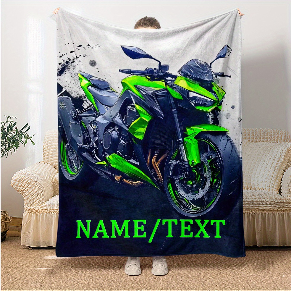 

Custom Motorcycle Flannel Throw Blanket - Personalized Name/text, For Travel, Sofa, Office - Anti-pill Fabric, Perfect Gift For Family & Friends