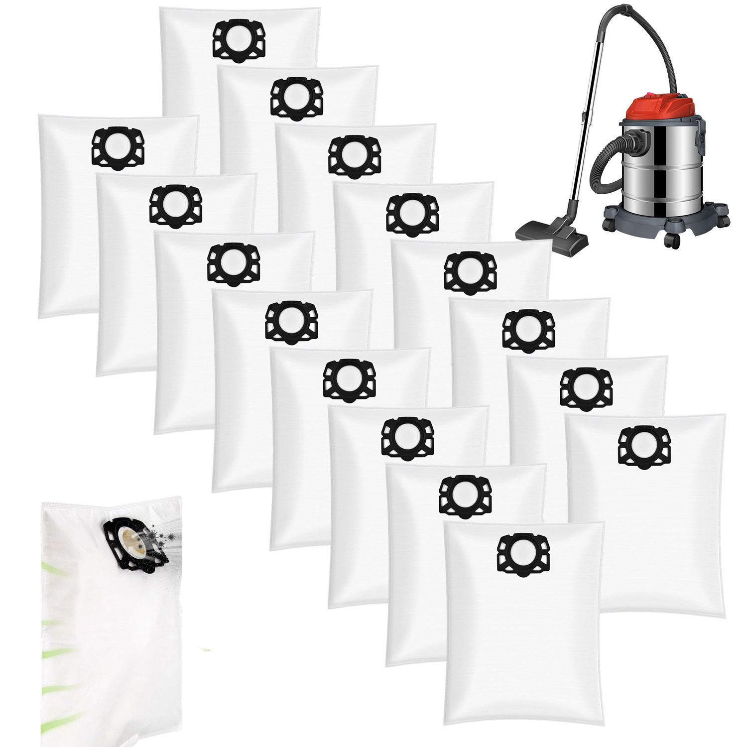 16-pack Karcher Wet And Dry Vacuum Cleaner Dust Bags Kfi 487 Model Compatible With Wd4/wd5/wd6/mv4/mv5/mv6 Disposable Non-woven Filter Bags Easy To Replace