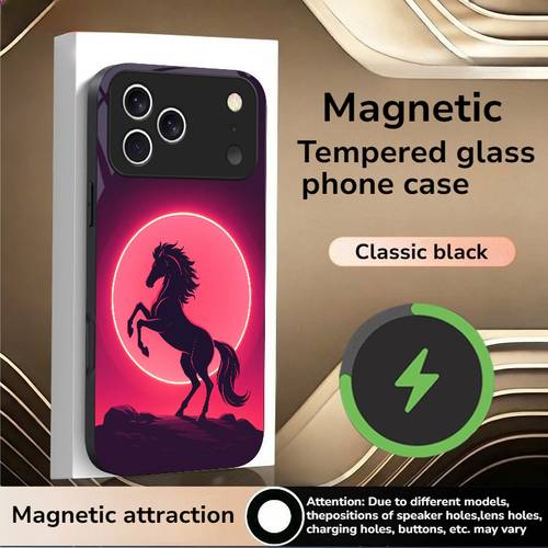 phone case horse innovative premium magnetic tempered glass phone case suitable for iphone 11 12 13 17 max trendy high quality protective case ideal gift