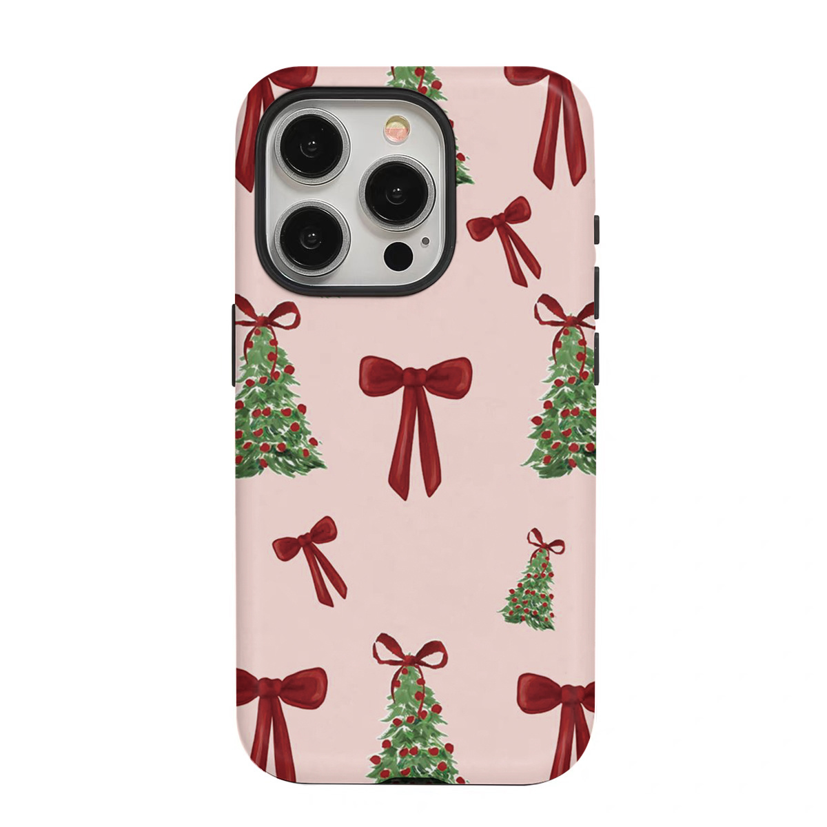 TEMU Phone Case - Christmas Tree Bow Pattern Phone Case For Iphone 17, 17 Pro, 16 Pro Max, 16, 15, 13, 14, And 11