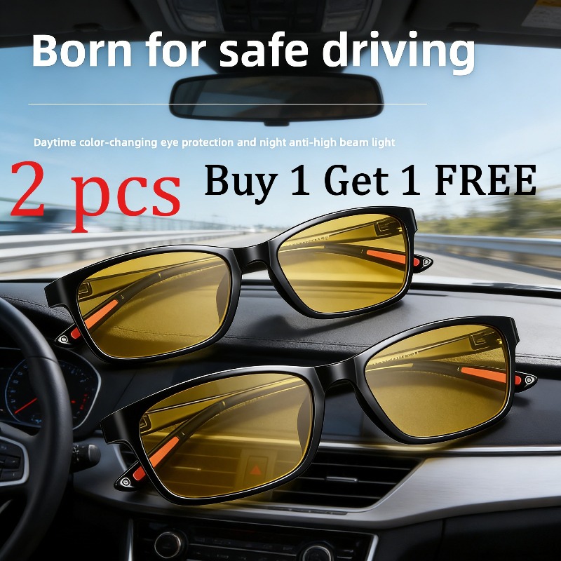 TEMU 2pcs Day And Night Intelligent Color-changing Men And Women High Definition Night Driving Anti-high Beam Driving Glasses