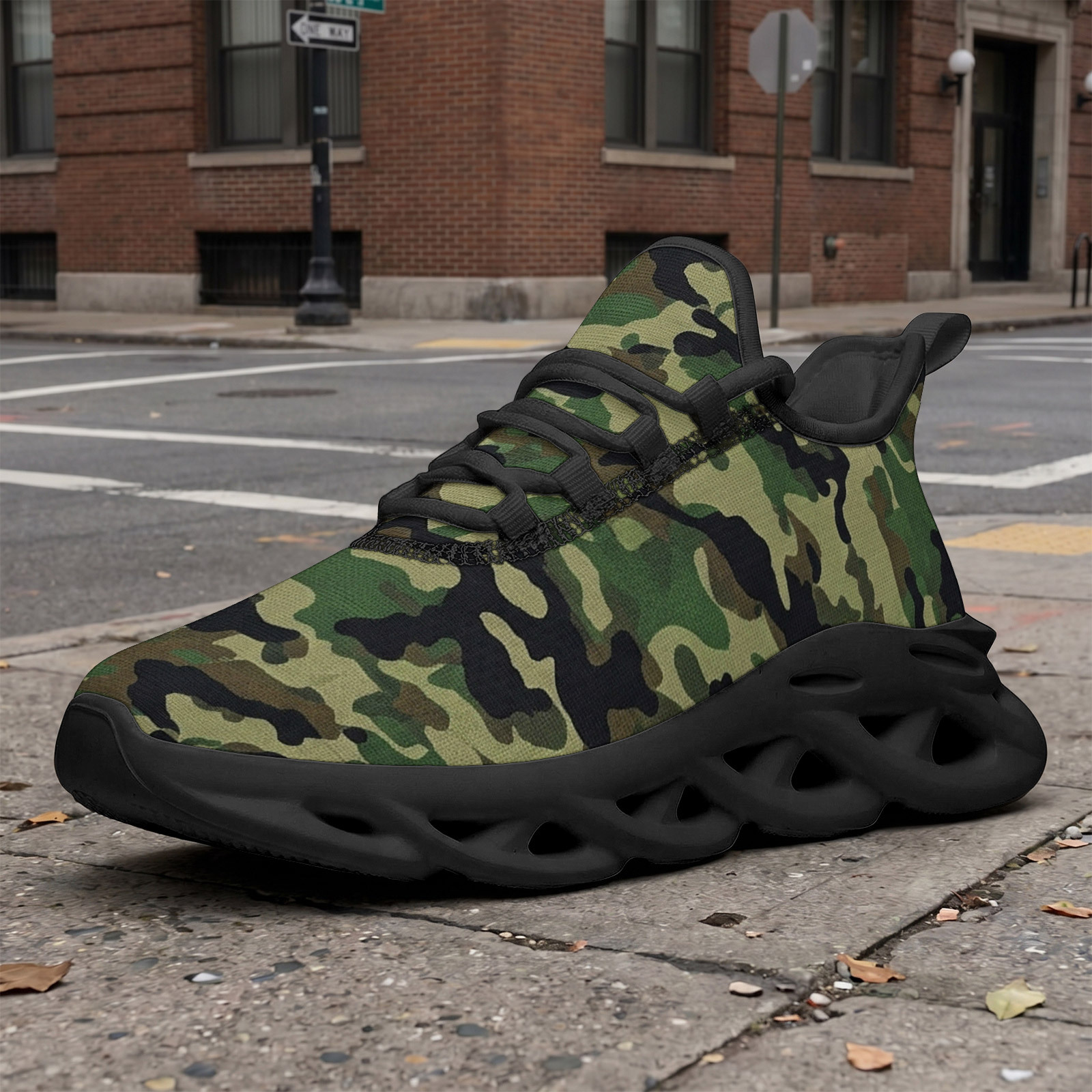 Men's Tactical Camo Print Plus Size Running Shoes, Comfortable