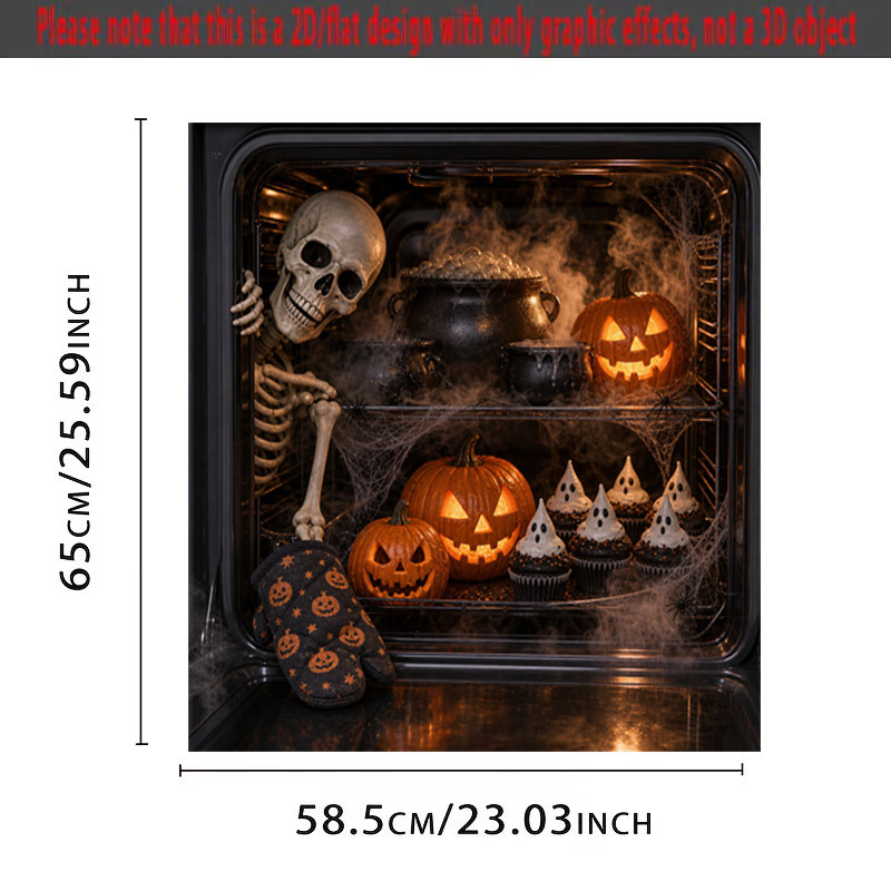 TEMU 2d Flat Decoration Halloween Pumpkin Dishwasher Door Cover Sticker, Home Decor Sticker, Easy To Clean, Self-adhesive, Perfect For Kitchen And
